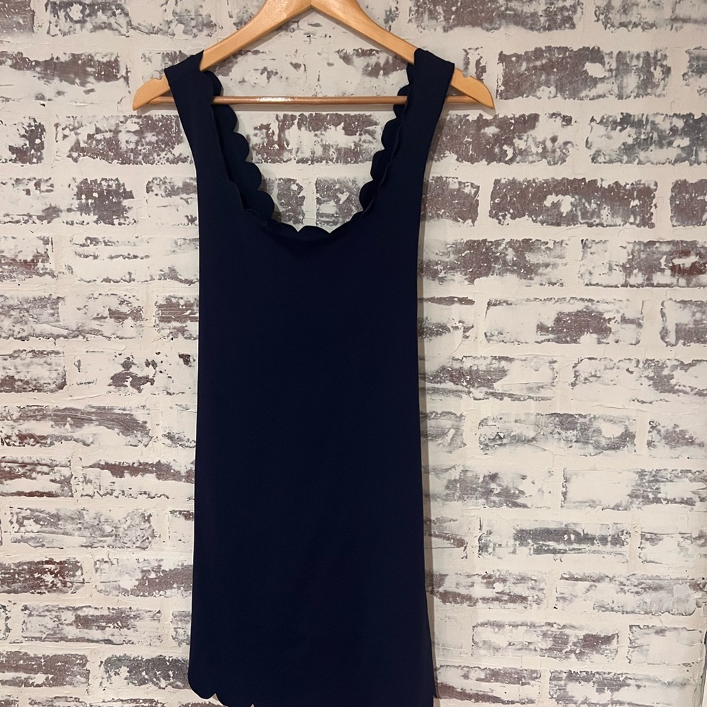 J. Crew Navy Scalloped Dress